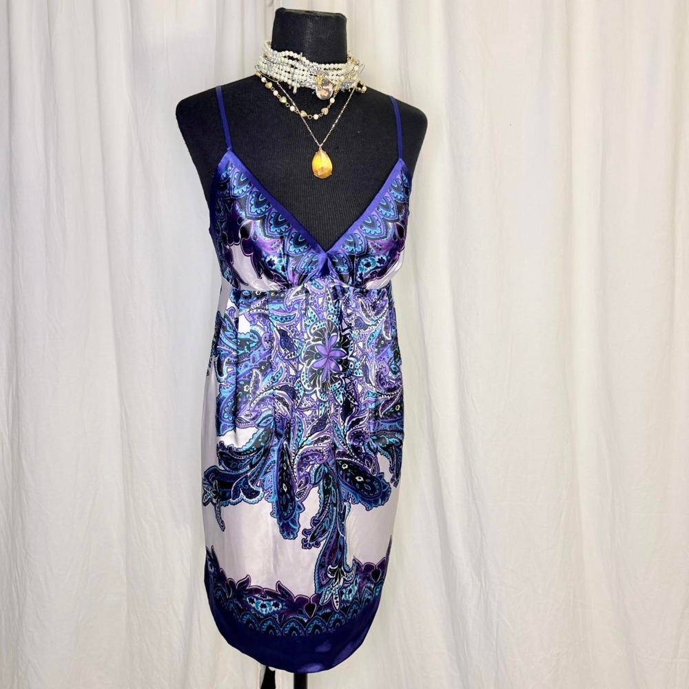 Arden B Size L Satin Paisley Mini Dress